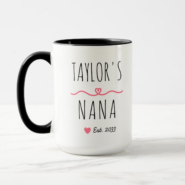 Mug New Grandma with Custom Name, Title & Est. Year (Gauche)