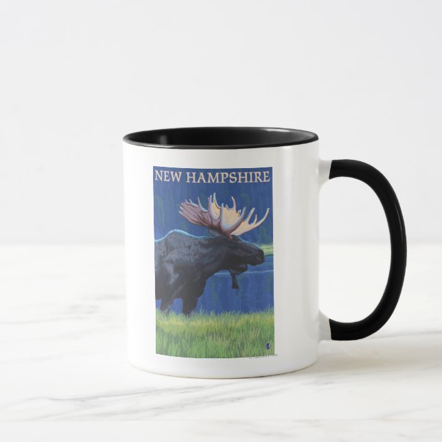 Mug New HampshireMoose au clair de lune (Droite)