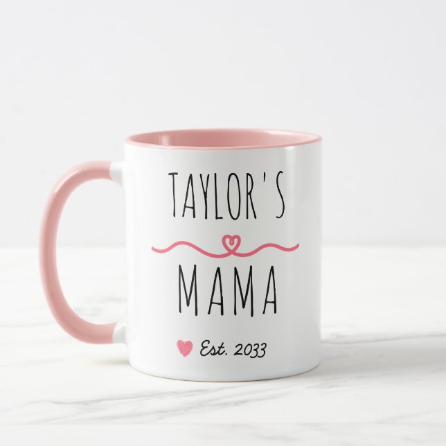 Mug New Mama with Custom Name, Title & Est. Year (Gauche)