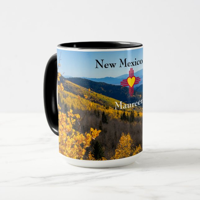 Mug New Mexico Sky Zia Heart Personnaliser Nom Thé Cad (Devant gauche)