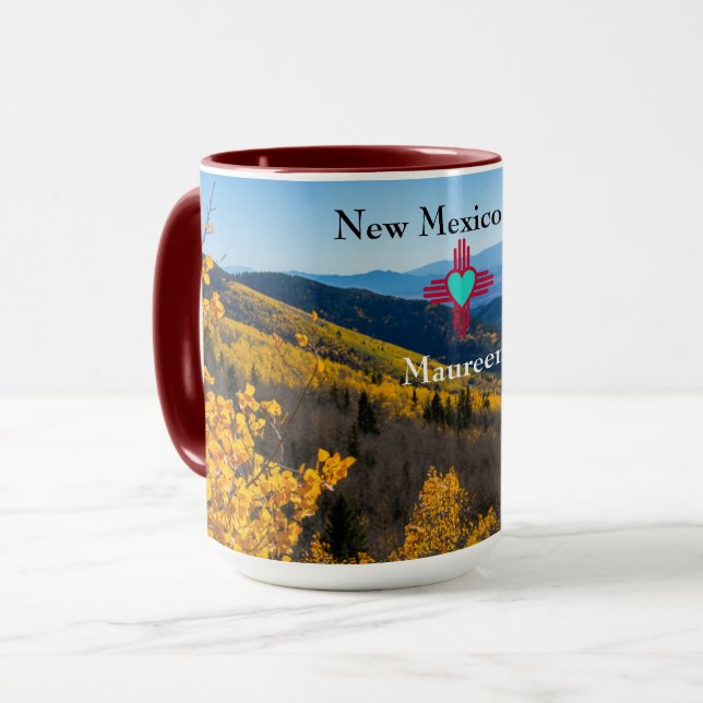 Mug New Mexico Sky Zia Heart Personnaliser Nom Thé Cad (Devant gauche)