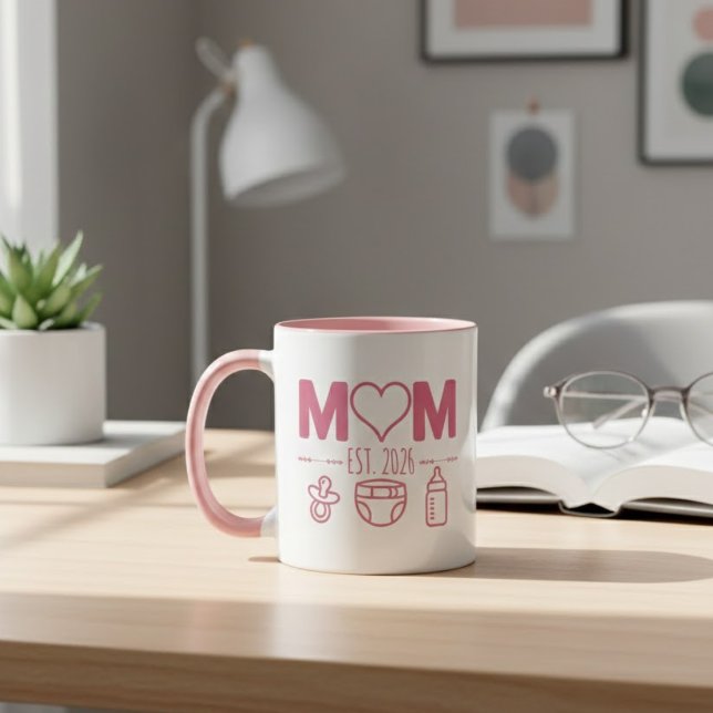 Mug New Mom est 2026 Frist Time Mom Personalized (Créateur téléchargé)