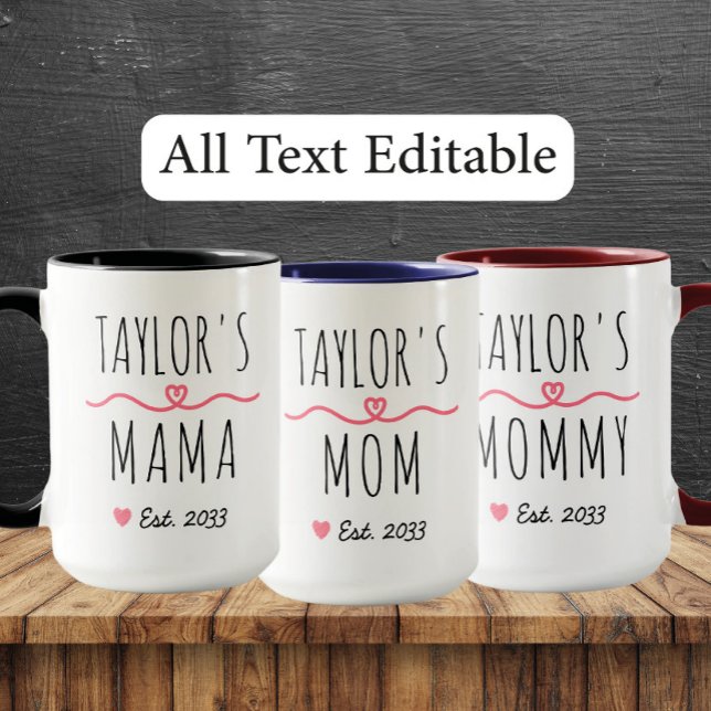 Mug New Mom with Custom Name, Title & Est. Year (Créateur téléchargé)