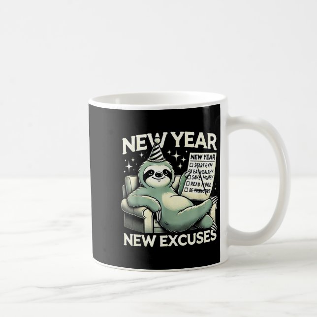 Mug New Year New Excuses Funny Lazy Sloth New Year Res (Droite)