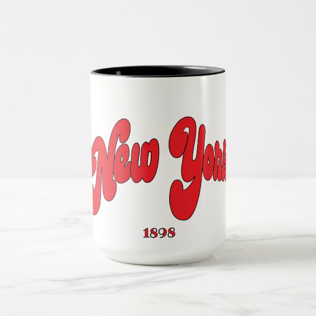 Mug New-York 1898 Red Arc Logo Typography  (Centre)