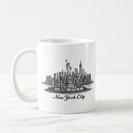 Mug New York City Skyline Line Art Illustration