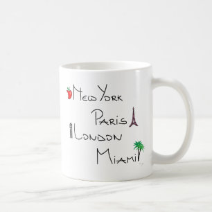 Mug New York, Paris, Londres, Miami