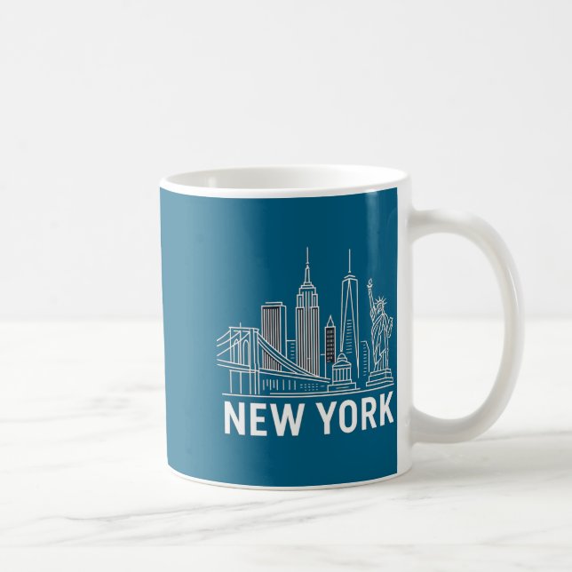 Mug New York Skyline With Statue Of Liberty White Line (Droite)