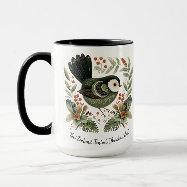 Mug New Zealand Fantail Folk Art (Gauche)