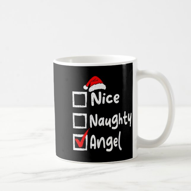 Mug Nice Naughty Angel Funny Christmas List Family Mat (Droite)