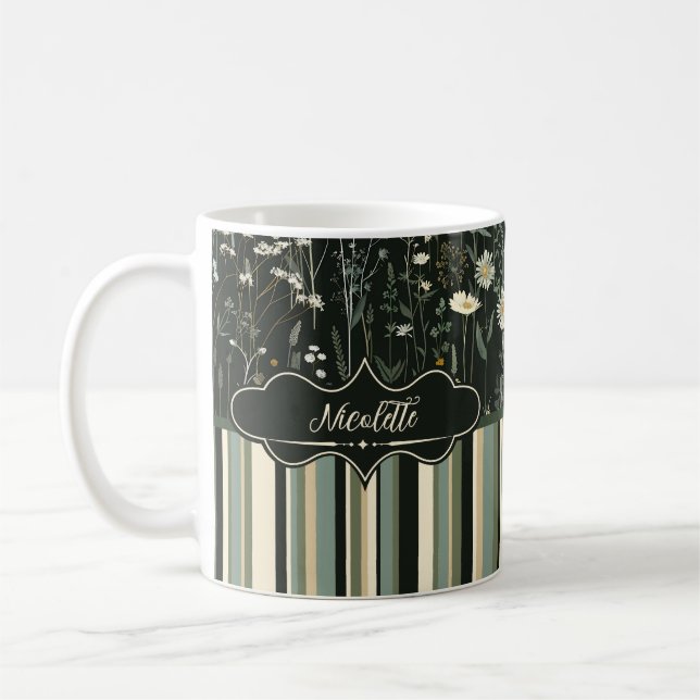 Mug Nicolette Dark Daisy Floral Strié (Gauche)