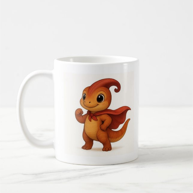 Mug Niedlicher Parasaurolophus Cartoon – Dino‑Held mit (Gauche)
