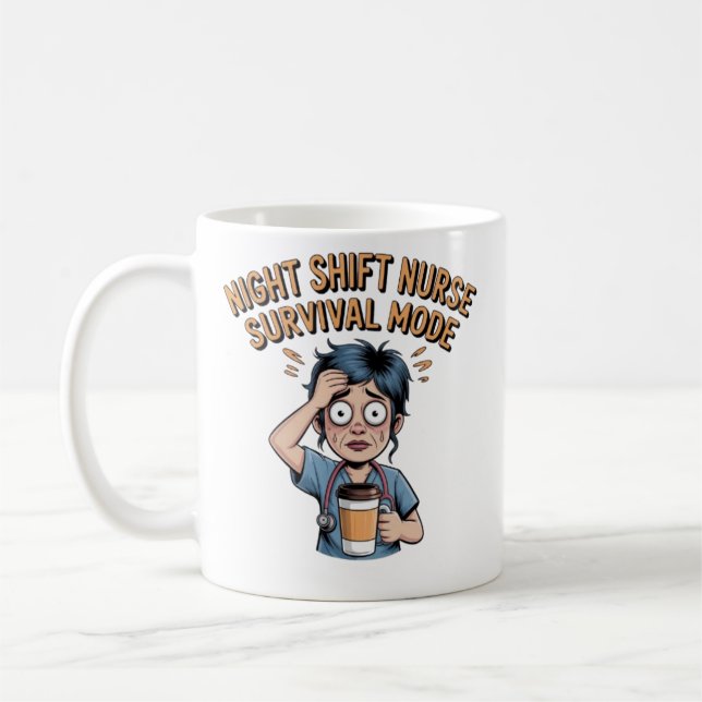 Mug Night Shift Nurse Survival Mode Funny Nurse Coffee (Gauche)
