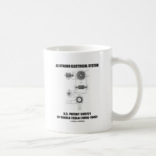 Mug Nikola Tesla AC Dynamo Système Électrique Brevet