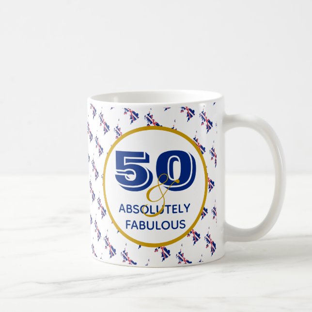 Mug N'IMPORTE QUEL ÂGE Union Jack 50 et fabuleux (Droite)