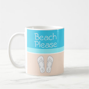 Mug N'Importe Quel Texte Monogram Beach S'Il Vous Plaî