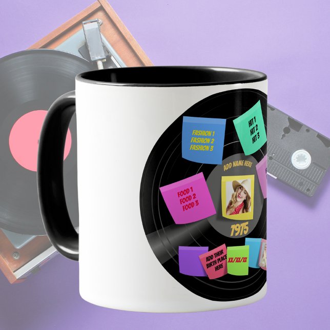 Mug N'IMPORTE QUELLE Année Née 60s les années 70 Vinyl (Créateur téléchargé)