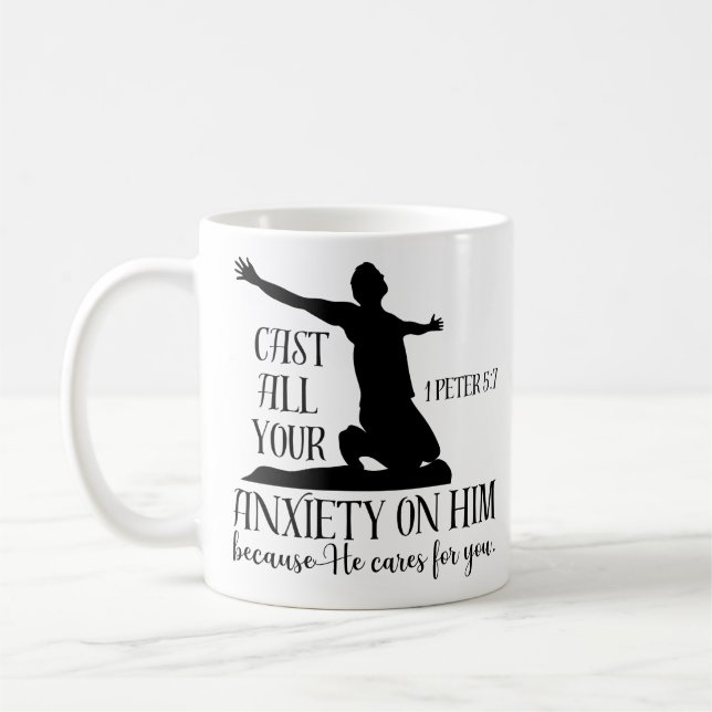 Mug NIV 1 Pierre 5:7 Déversez toute votre anxiété sur  (Gauche)