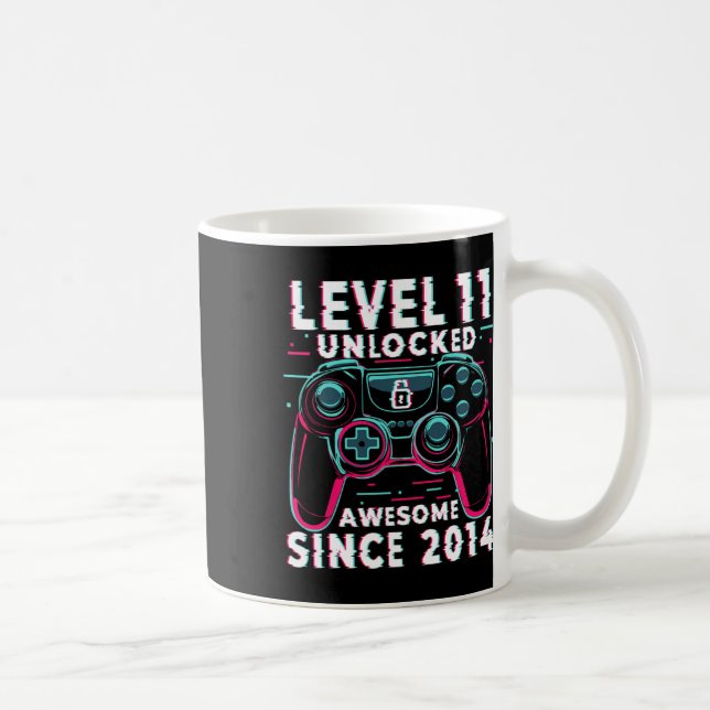 Mug Niveau 11 Débloqué Jeu Vidéo 11e Anniversaire Joue (Droite)