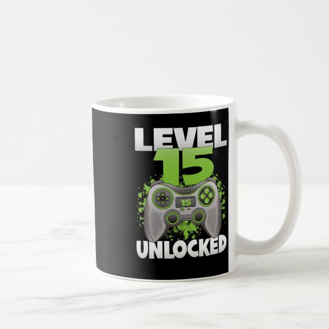 Mug Niveau 15 Débloqué Jeu Vidéo 15e Anniversaire Joue (Droite)