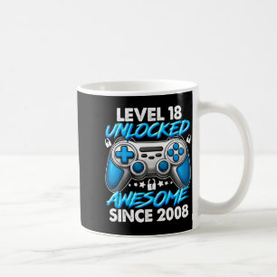Mug Niveau 18 débloqué Garçons de 18 ans 18e anniversa