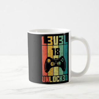 Mug Niveau 18 Débloqué Joueur de jeux vidéo rétro 18e