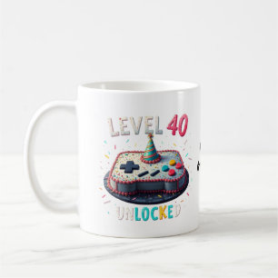 Mug Niveau 40 Débloqué Style de jeu Anniversaire 40 an