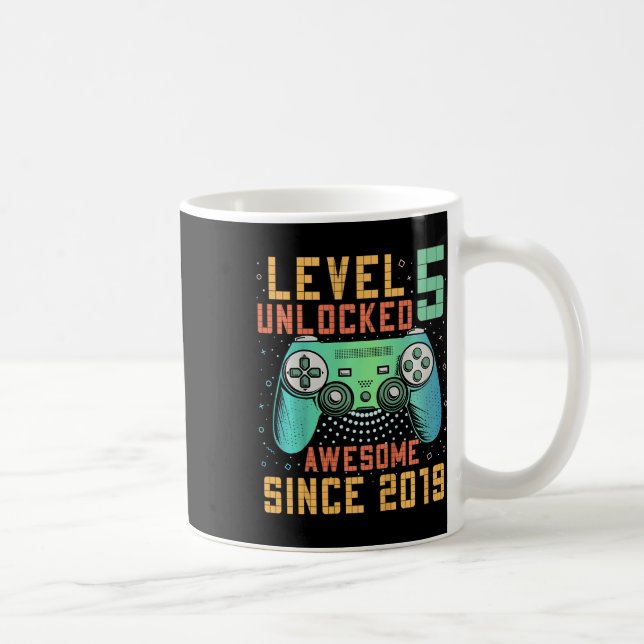 Mug Niveau 5 Débloqué 5e Anniversaire Cadeaux pour 5 A (Droite)