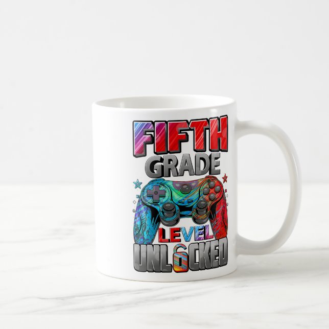 Mug Niveau 5e débloqué jeu gamer garçons retour à (Droite)