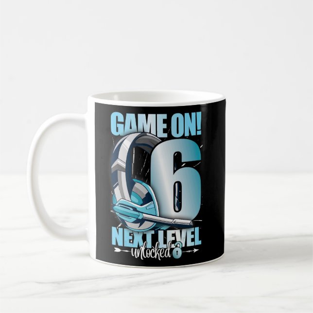 Mug Niveau Déverrouillé 6e anniversaire 6 ans Garçon f (Gauche)