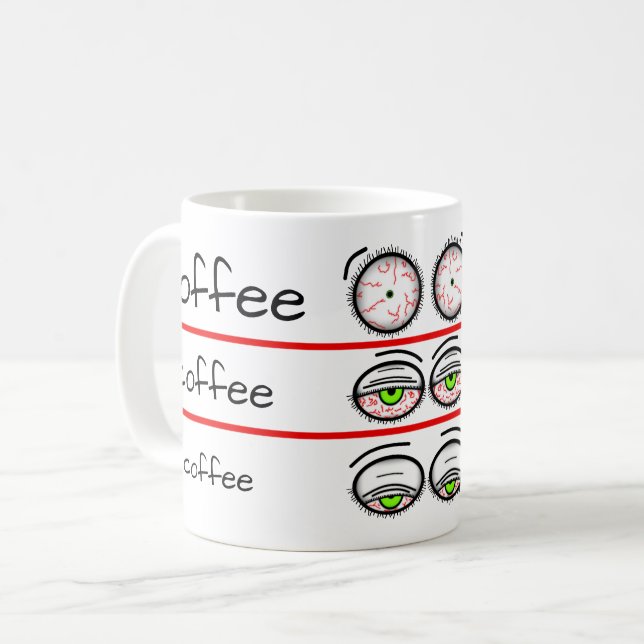 Mug Niveaux d'humeur de café drôles Design (Devant gauche)