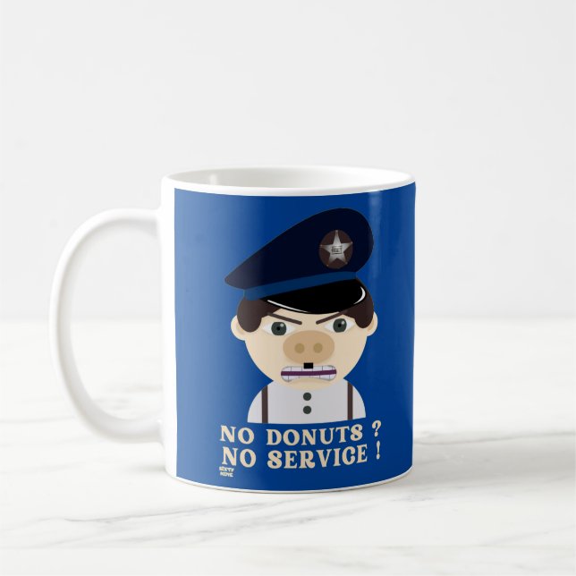 Mug "NO DONUTS, NO SERVICE" drôle d'officier de police (Gauche)
