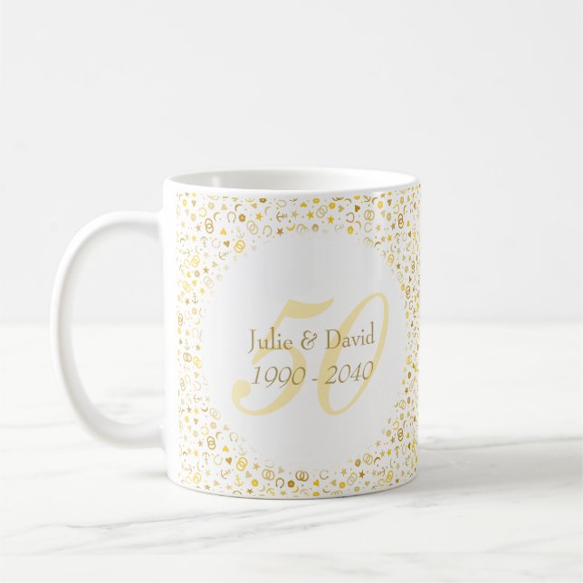 Mug Noces d'or Confettis Dorés 50ème Anniversaire de M (Gauche)