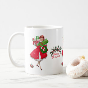 Mug Noël 1950 Vintage dame Joyeux Noël