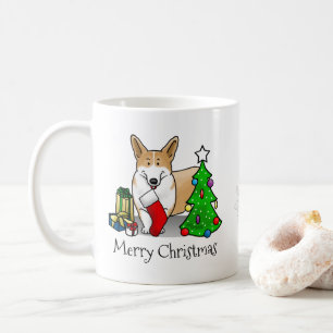 Mug Noël 2 Pembroke Welsh Corgi (rouge 1) Tree Cute