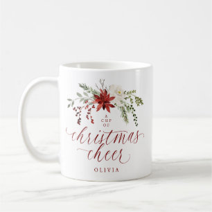 Mug Noël à la végétation élégante à l'aquarelle floral