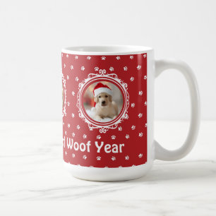 Mug Noël Amoureux des chiens de 'Happy Woof Year'