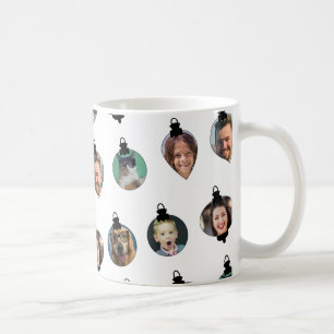 Mug Noël Amusant Famille Visages Ornements Blanc