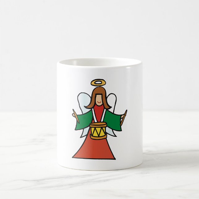 Mug Noël Angel Drummer Fête Musique Design (Créateur téléchargé)
