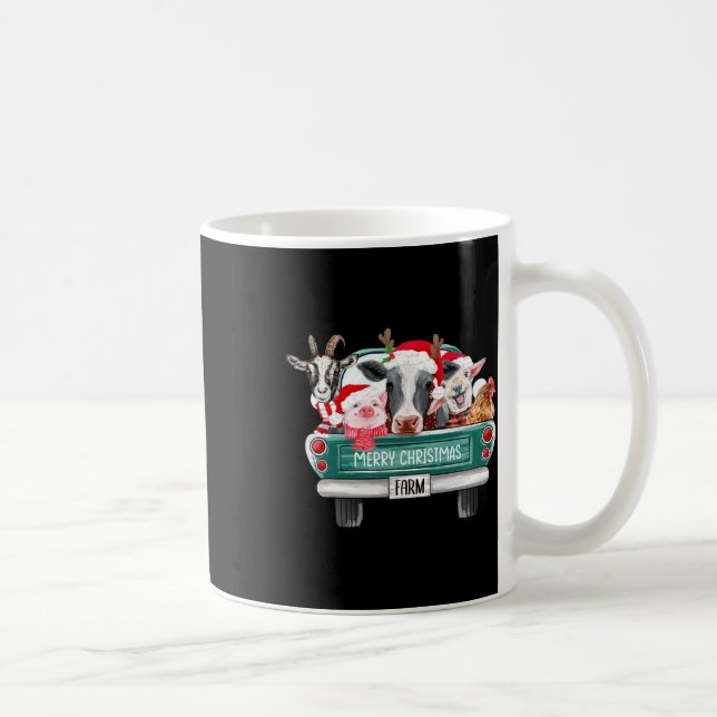 Mug Noël Animaux de ferme Camion Santa Hat Famille Paj (Droite)