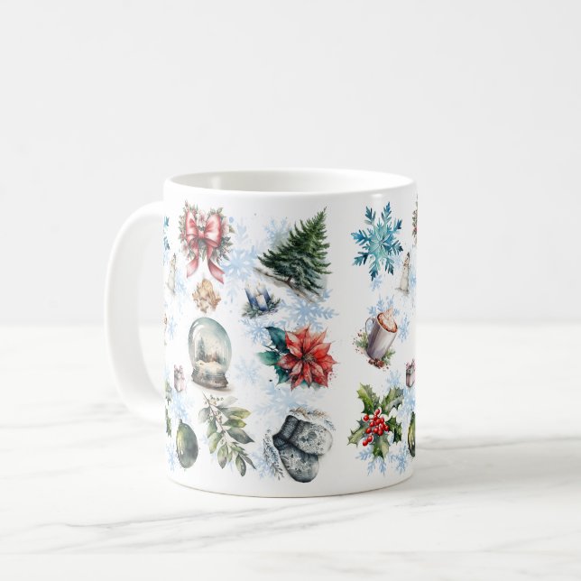 Mug Noël aquarelle (Devant gauche)