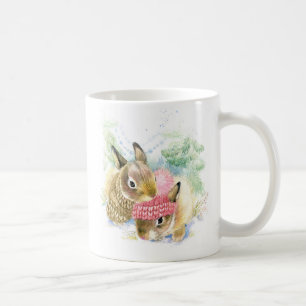 Mug Noël   Aquarelle - Bunnies de forêt d'hiver
