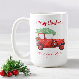 Mug Noël Arbre à Camion Rouge Blanc Noël