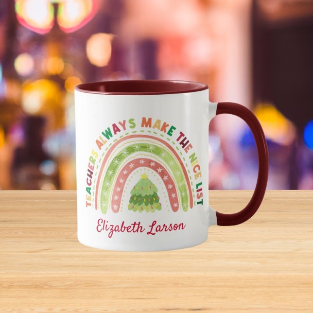 Mug Noël Arc-en-ciel Appréciations Maroon (Créateur téléchargé)