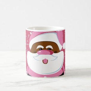 Mug Noël au Père Noël afro-américain rose mignon