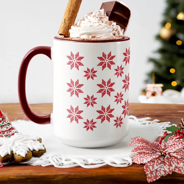Mug Noël aux flocons rouges (Créateur téléchargé)