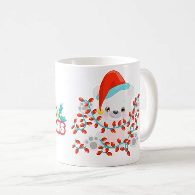Mug Noël avec un bébé ours polaire (Devant droit)