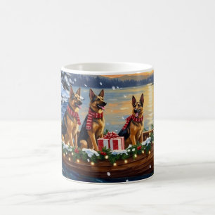 Mug Noël Bateau de la fête de chien de berger allemand