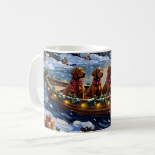 Mug Noël Bateau de vacances Setter Rouge Irlandais