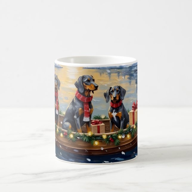 Mug Noël Bateau Fêtes Bluetick Coonhound (Centre)